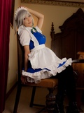 Cosplay beauty set C77 Sakuya izayoi white silk wig (1)(9)